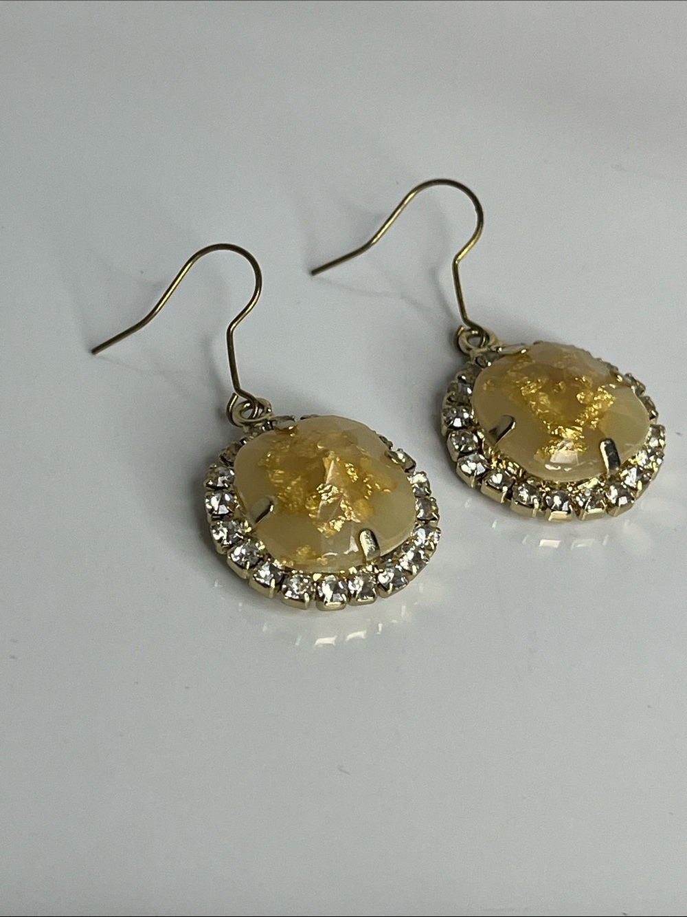 Yellow Crystal-Trim Drop Earrings — Gold-Tone Accent - Picture 3 of 5
